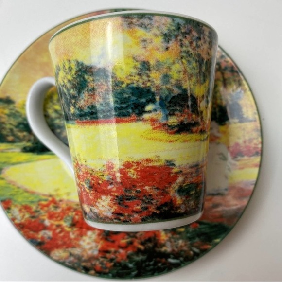 Set Of Two German Demitasse Porcelain China  Cup & Saucer Beautiful Nature Scene - Picture 5 of 8